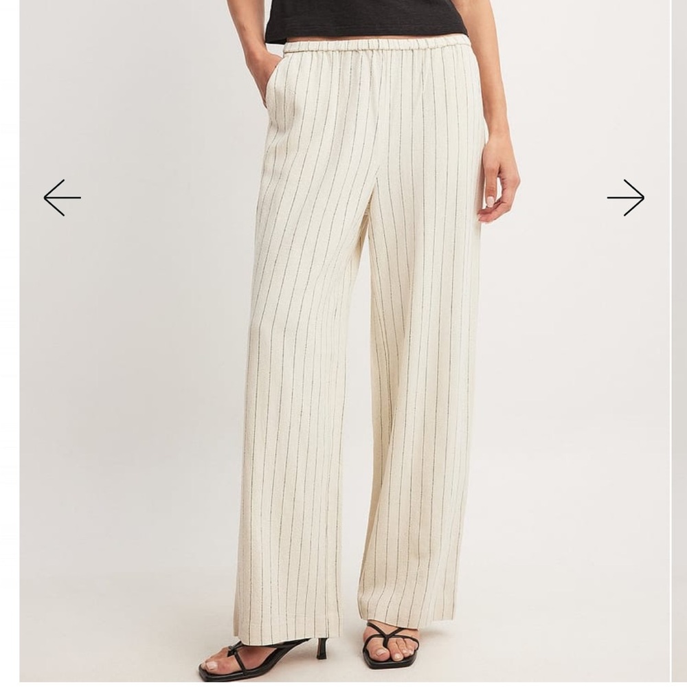 NA-KD Cream Striped Linen Pants